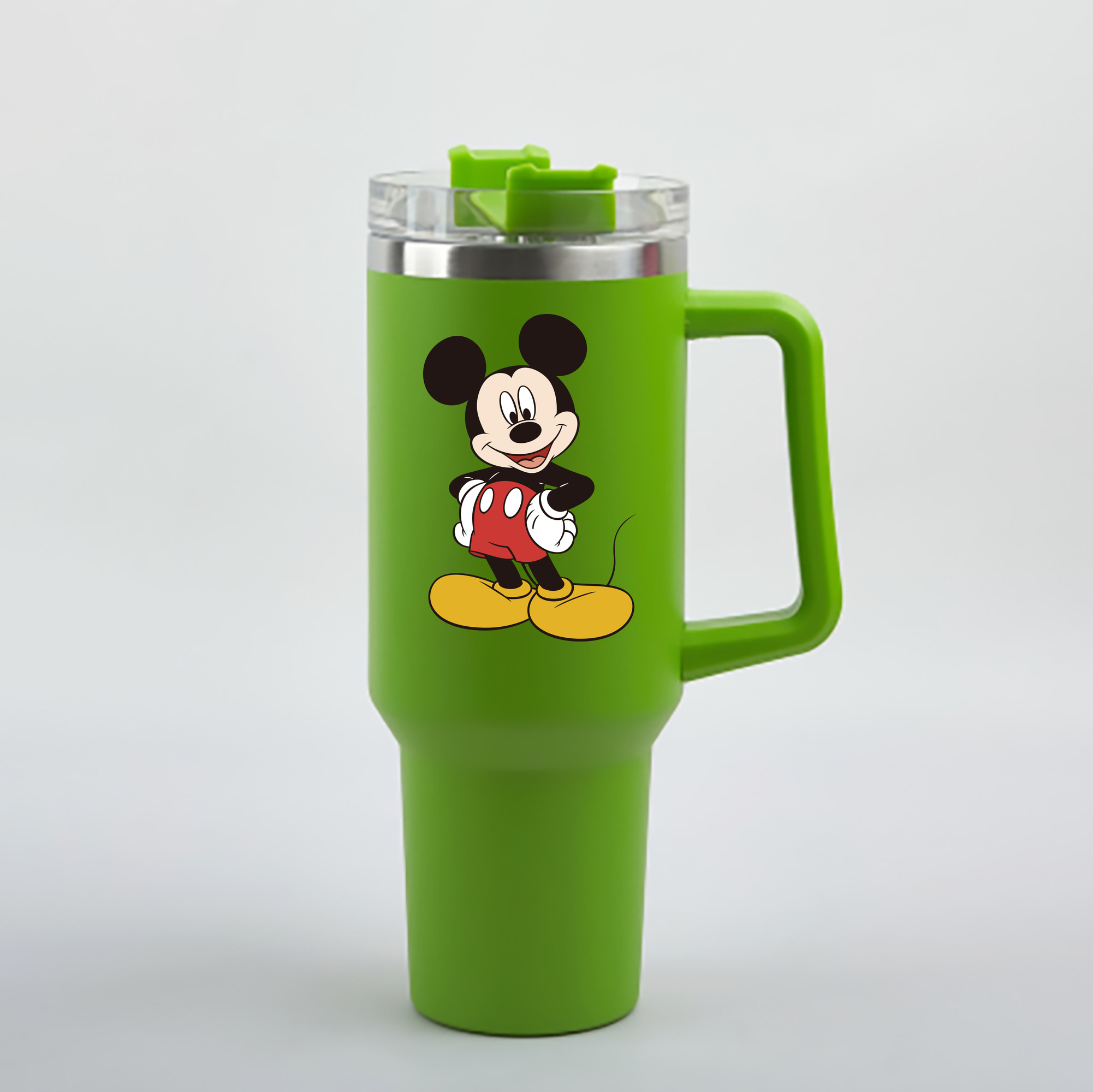 （画像用） ミッキーマウス Mickey Mouse 1200mL車用タンブラー - クリスタルステッカー（プラスチックストロー付き）